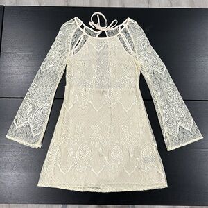 Lucca Couture Lace Long Bell Sleeve Mini Dress - XS